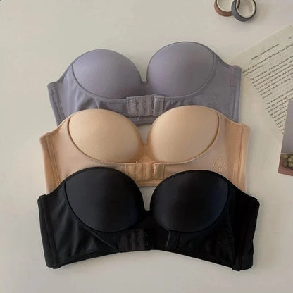 FINETOO Front Closure Strapless Bra For Woman Sexy Invisible Bras Underwear Female Push Up Brassiere One-piece Wireless Bralette - A-1 Thread Vault