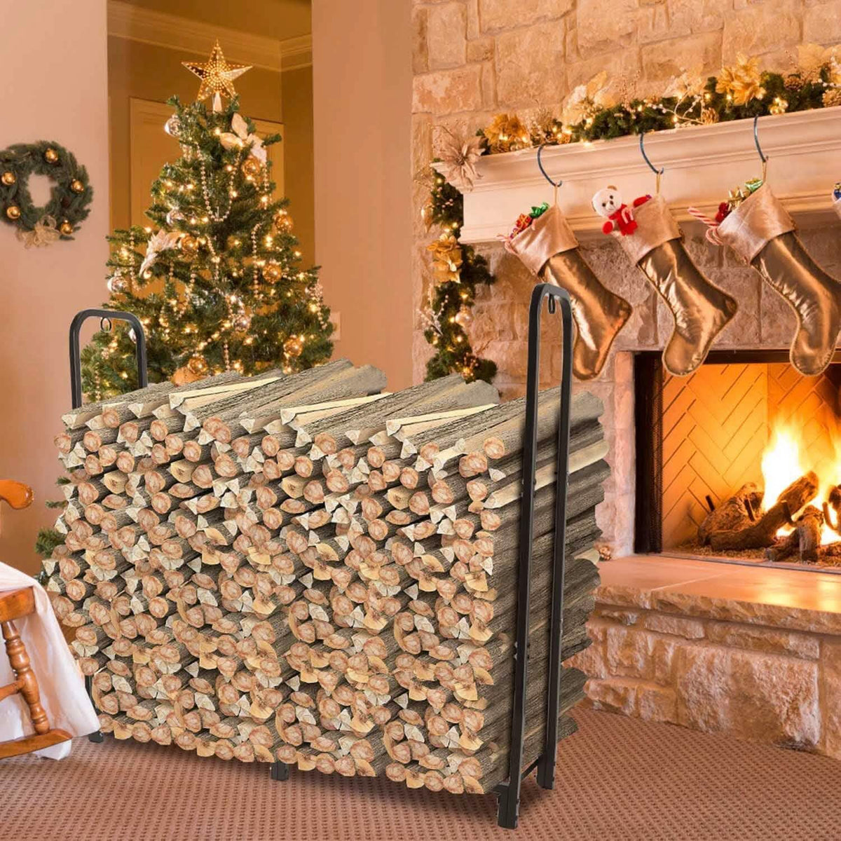 Firewood Log Rack 2500lbs Iron Storage Stacking Rack - A-1 Thread Vault