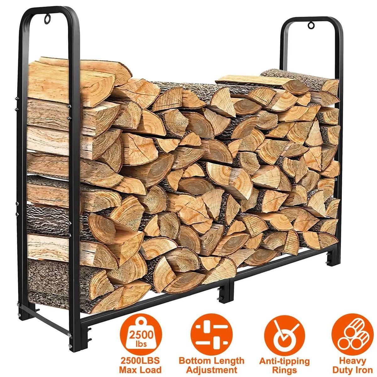 Firewood Log Rack 2500lbs Iron Storage Stacking Rack - A-1 Thread Vault