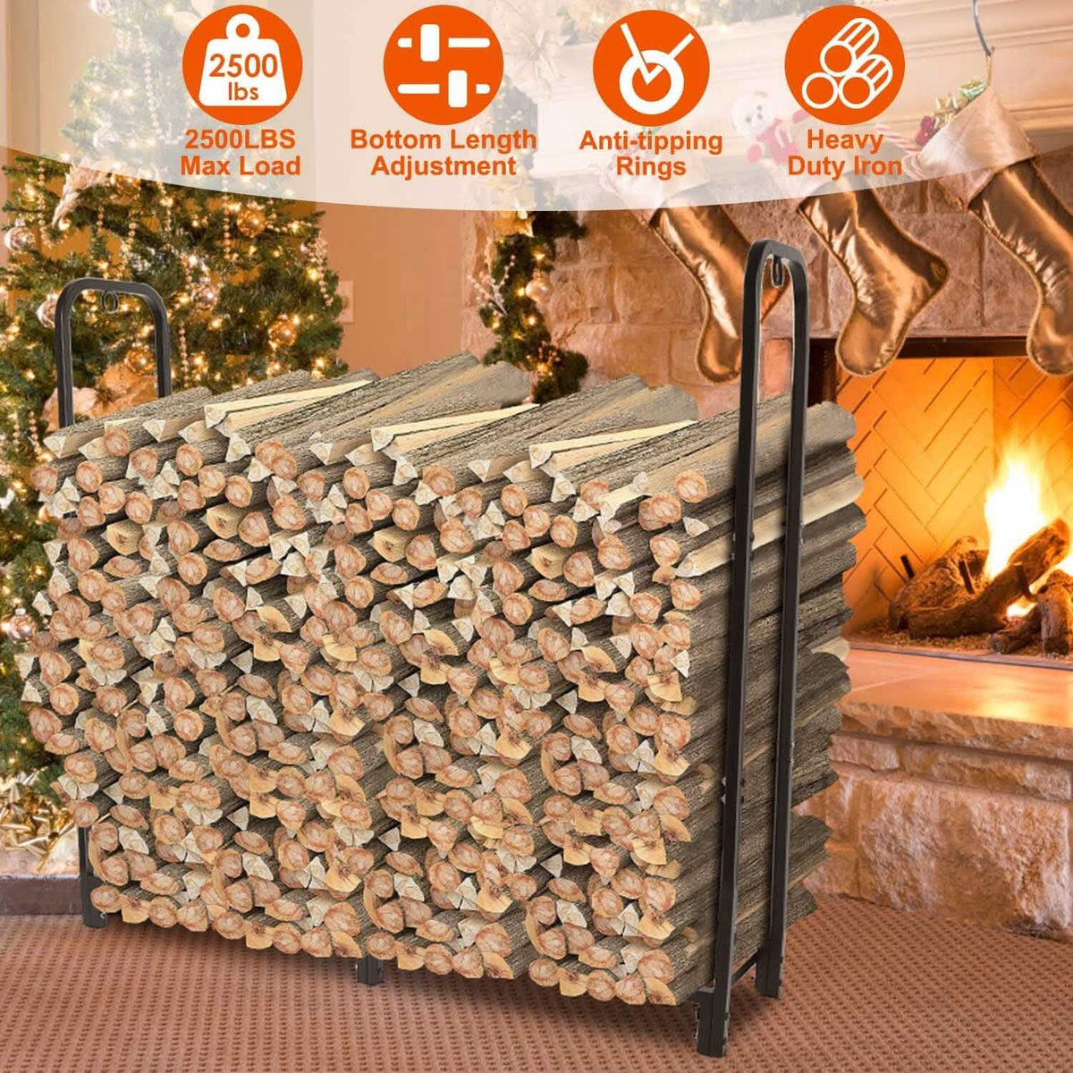 Firewood Log Rack 2500lbs Iron Storage Stacking Rack - A-1 Thread Vault