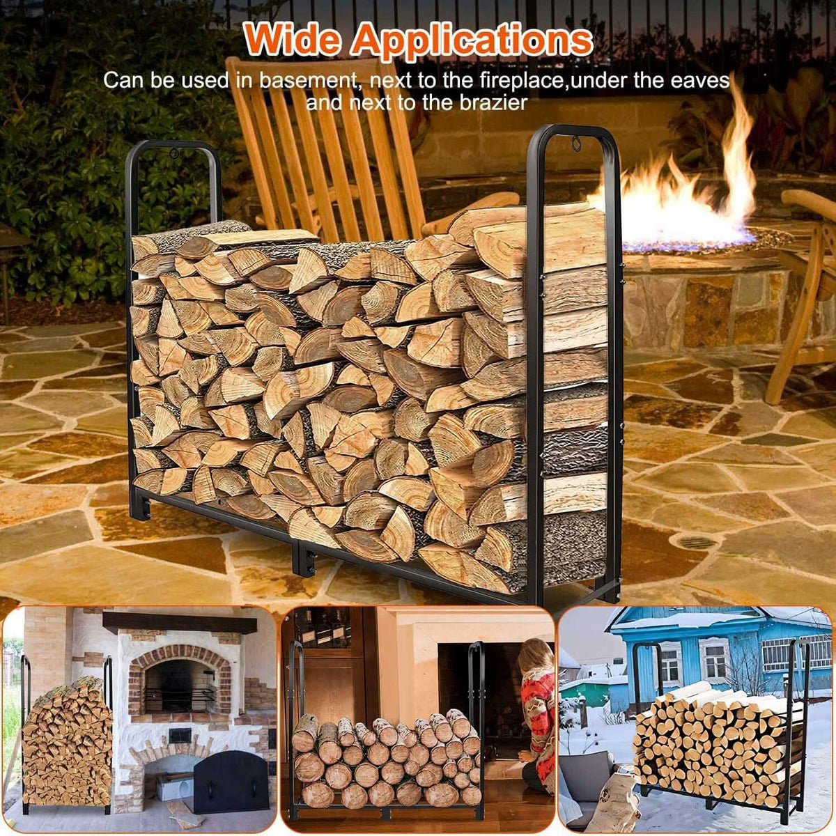 Firewood Log Rack 2500lbs Iron Storage Stacking Rack - A-1 Thread Vault