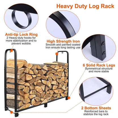Firewood Log Rack 2500lbs Iron Storage Stacking Rack - A-1 Thread Vault