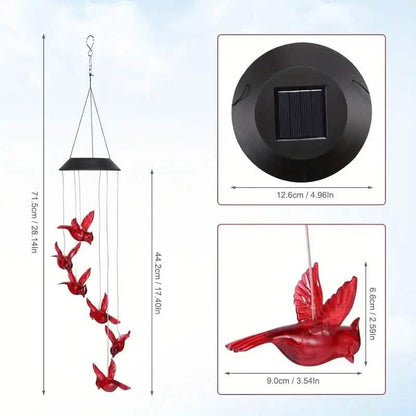 Flaming Bird Wind Chime Solar Lights - A-1 Thread Vault