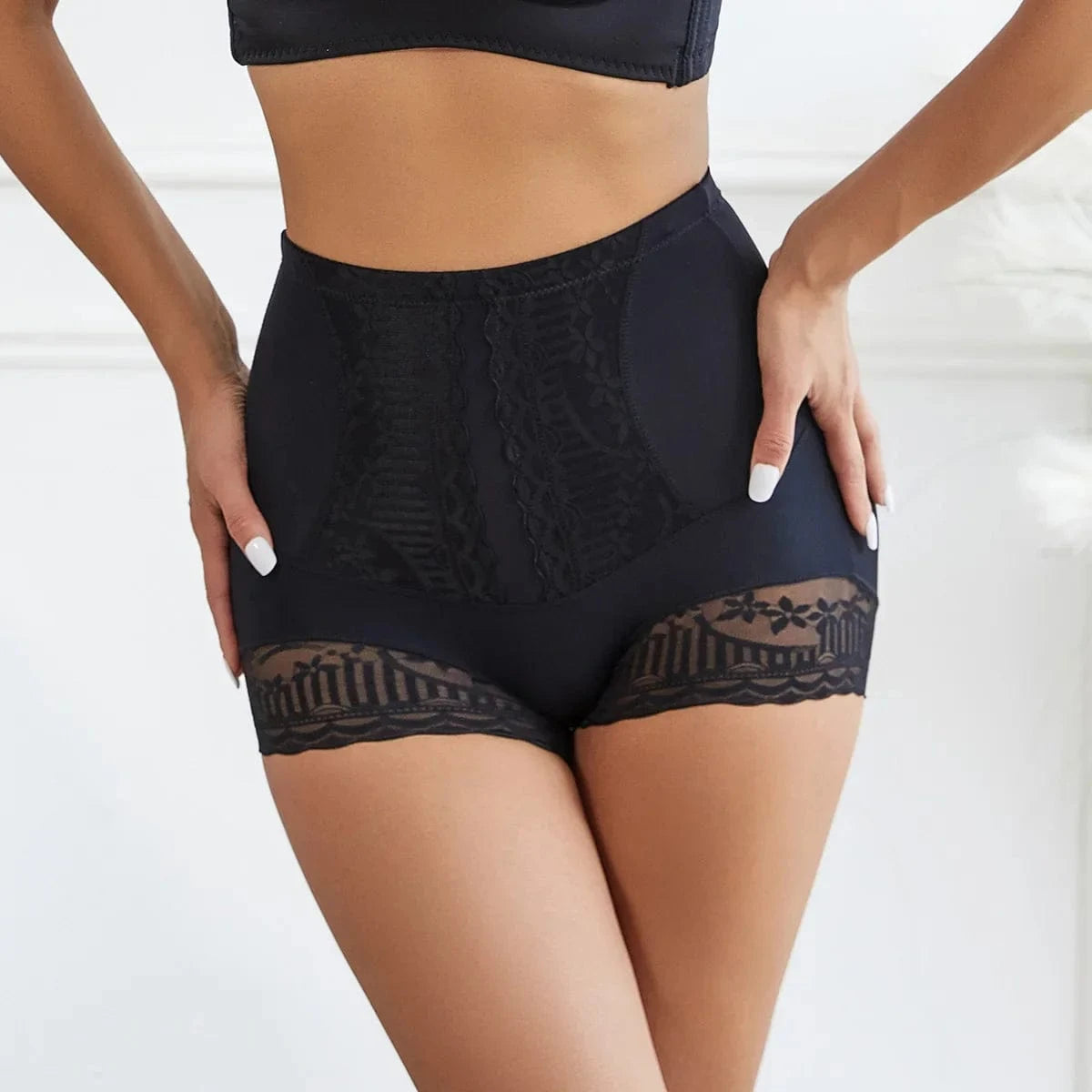 Flarixa Lace High Waist Tummy Control Boyshorts Boxer For Women Soft Shorts Panties Shapewear Underwear - A-1 Thread Vault