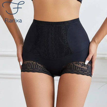 Flarixa Lace High Waist Tummy Control Boyshorts Boxer For Women Soft Shorts Panties Shapewear Underwear - A-1 Thread Vault