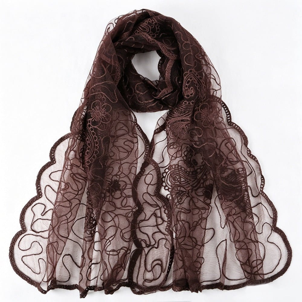 Floral Lace Embroidered Mesh Hijab(MH235) - A-1 Thread Vault