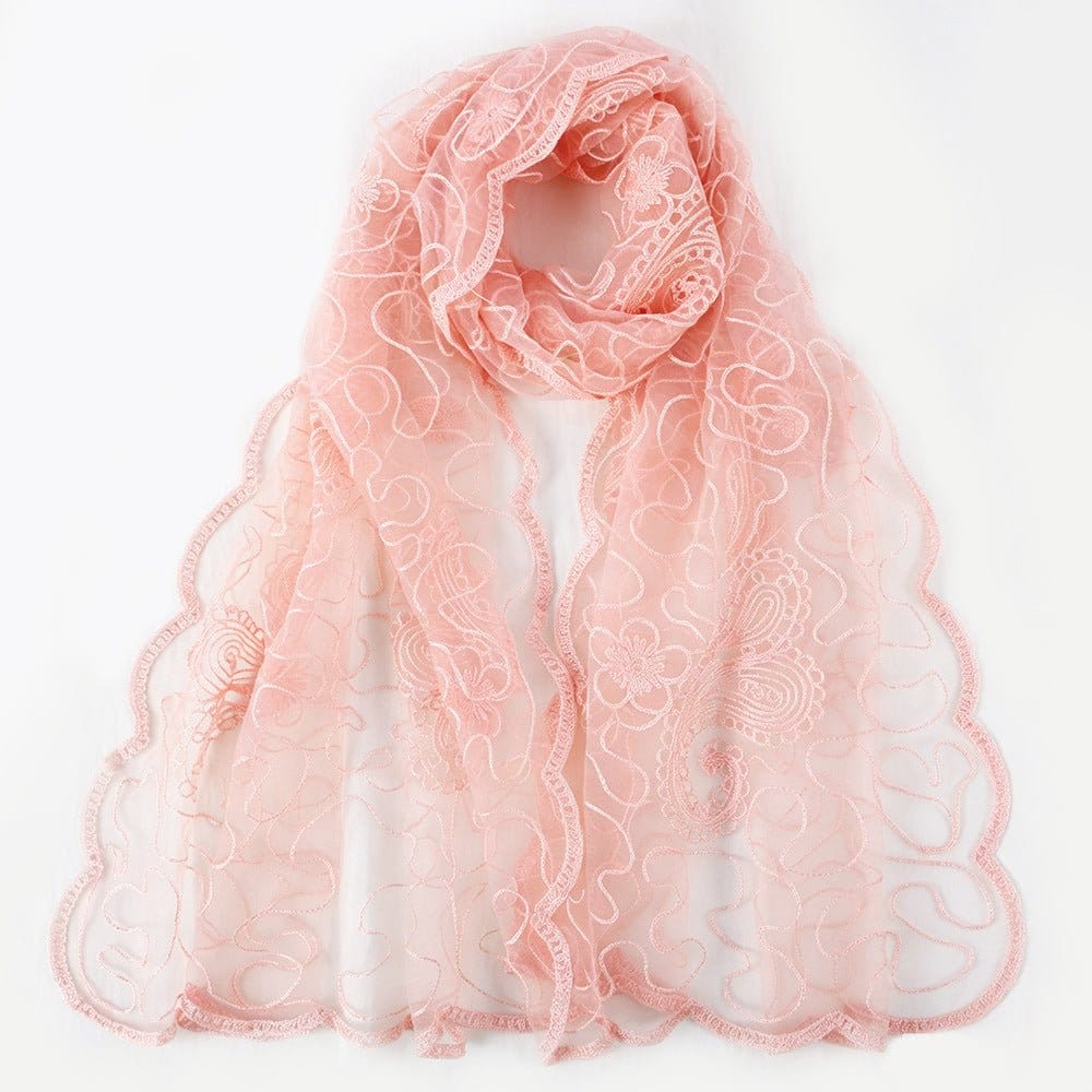 Floral Lace Embroidered Mesh Hijab(MH235) - A-1 Thread Vault