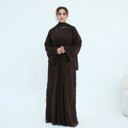 Floral Lace Open Abaya with Lining(MOA329) - A-1 Thread Vault