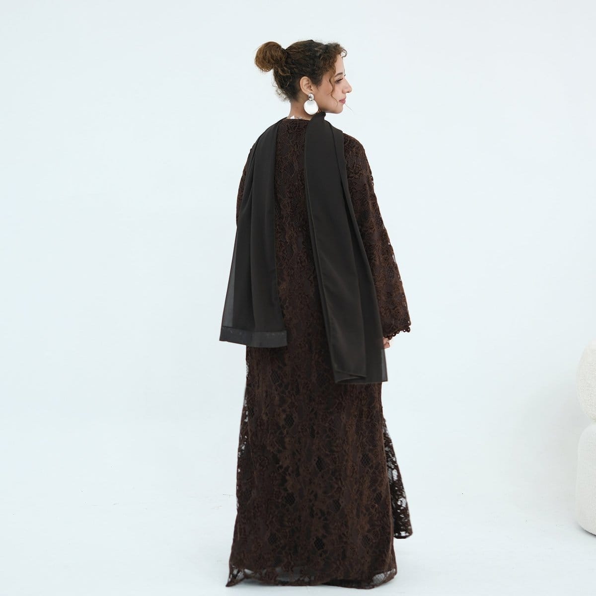 Floral Lace Open Abaya with Lining(MOA329) - A-1 Thread Vault