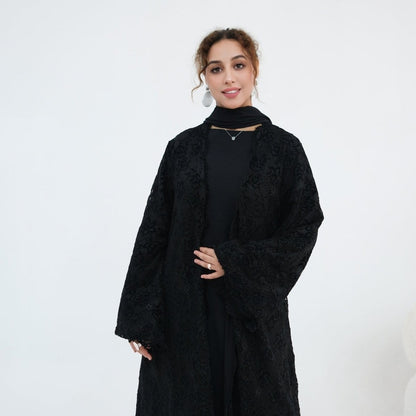 Floral Lace Open Abaya with Lining(MOA329) - A-1 Thread Vault