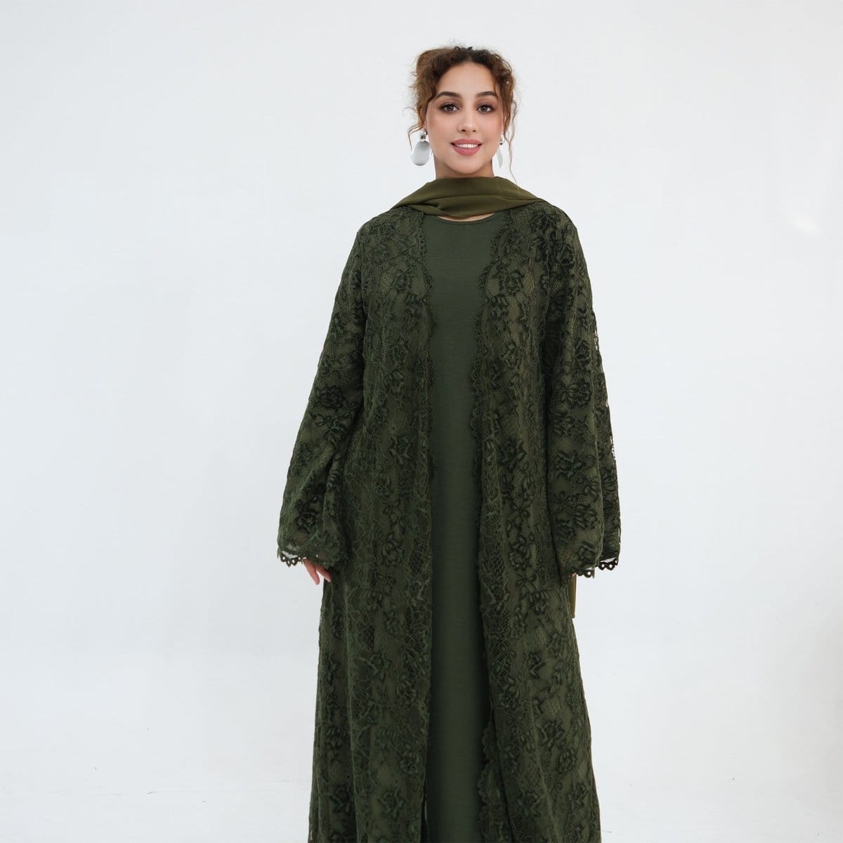 Floral Lace Open Abaya with Lining(MOA329) - A-1 Thread Vault