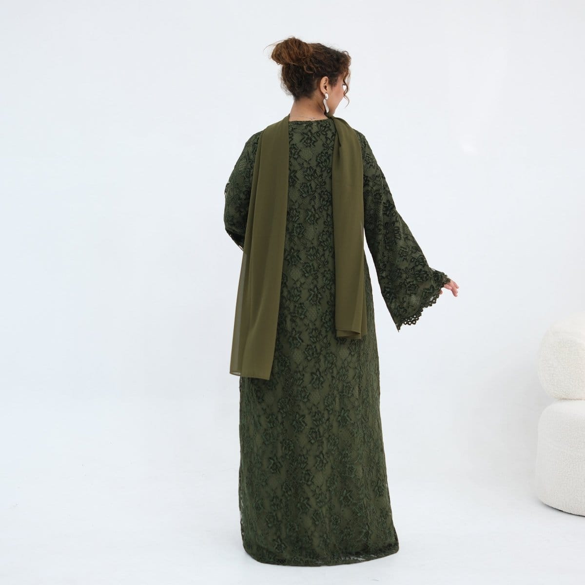 Floral Lace Open Abaya with Lining(MOA329) - A-1 Thread Vault