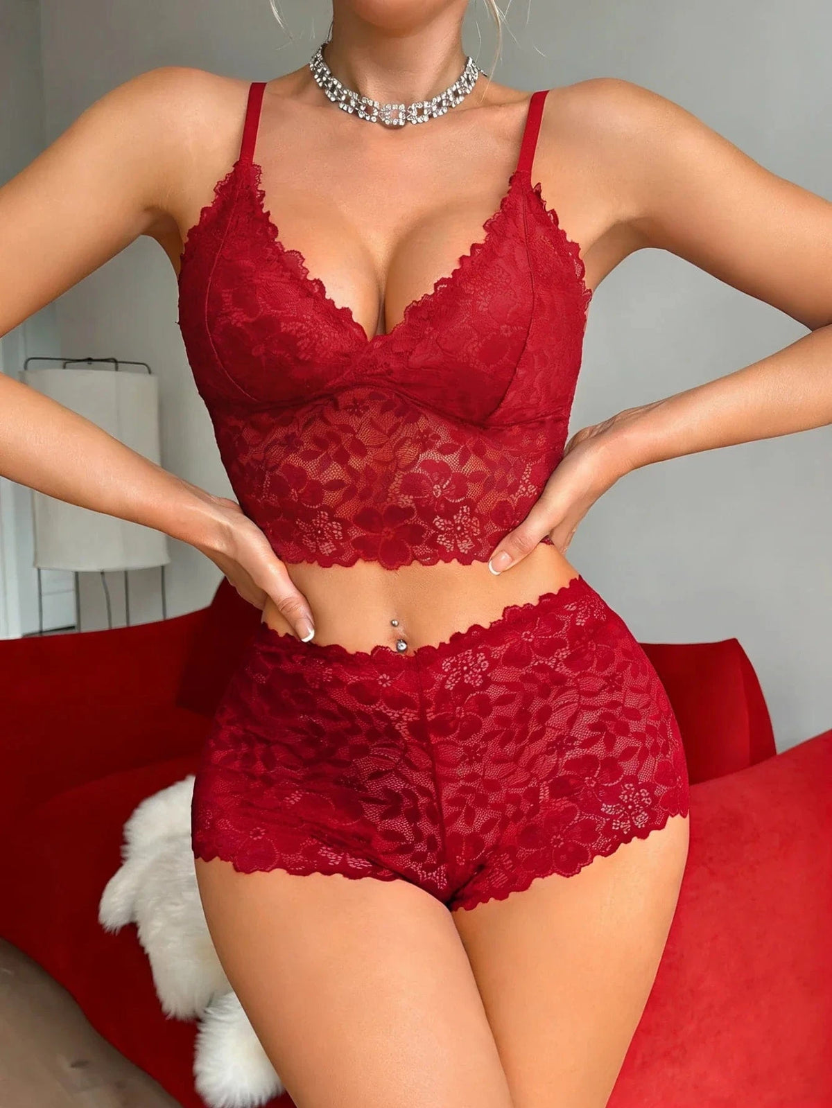 Floral Lace Women's Underwear Set Hollow-Out Wireless Sexy Bras Unlined Bra Breathable Hot Lingerie Sheer Women's Panties - A-1 Thread Vault