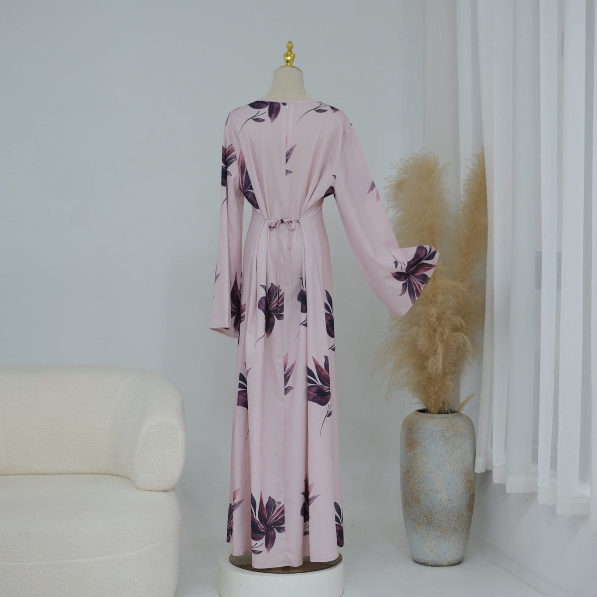 Floral Print Maxi Dress with Cape Sleeves(MS440) - A-1 Thread Vault