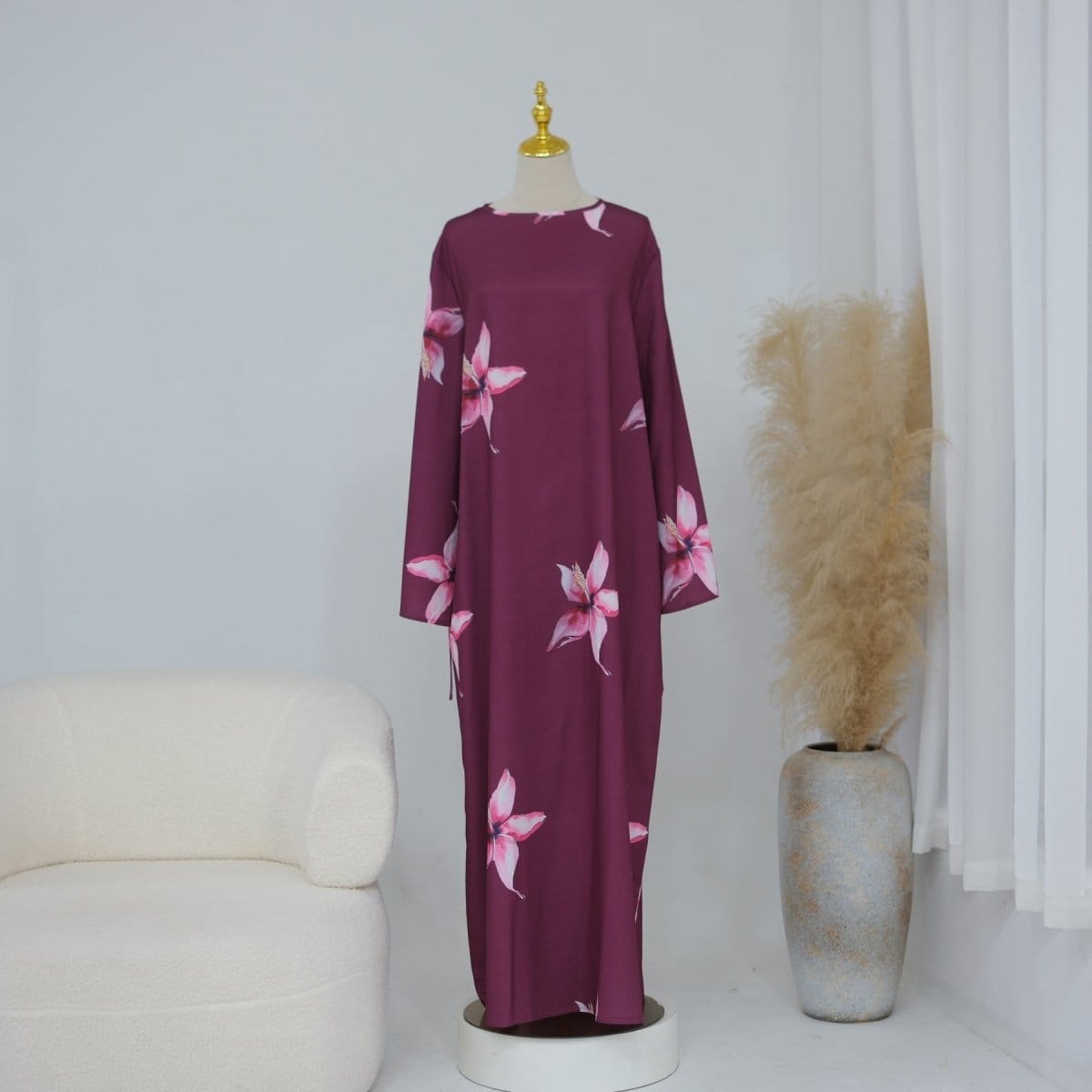 Floral Print Maxi Dress with Cape Sleeves(MS440) - A-1 Thread Vault