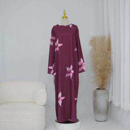 Floral Print Maxi Dress with Cape Sleeves(MS440) - A-1 Thread Vault