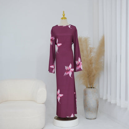 Floral Print Maxi Dress with Cape Sleeves(MS440) - A-1 Thread Vault