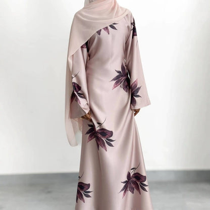 Floral Print Maxi Dress with Cape Sleeves(MS440) - A-1 Thread Vault