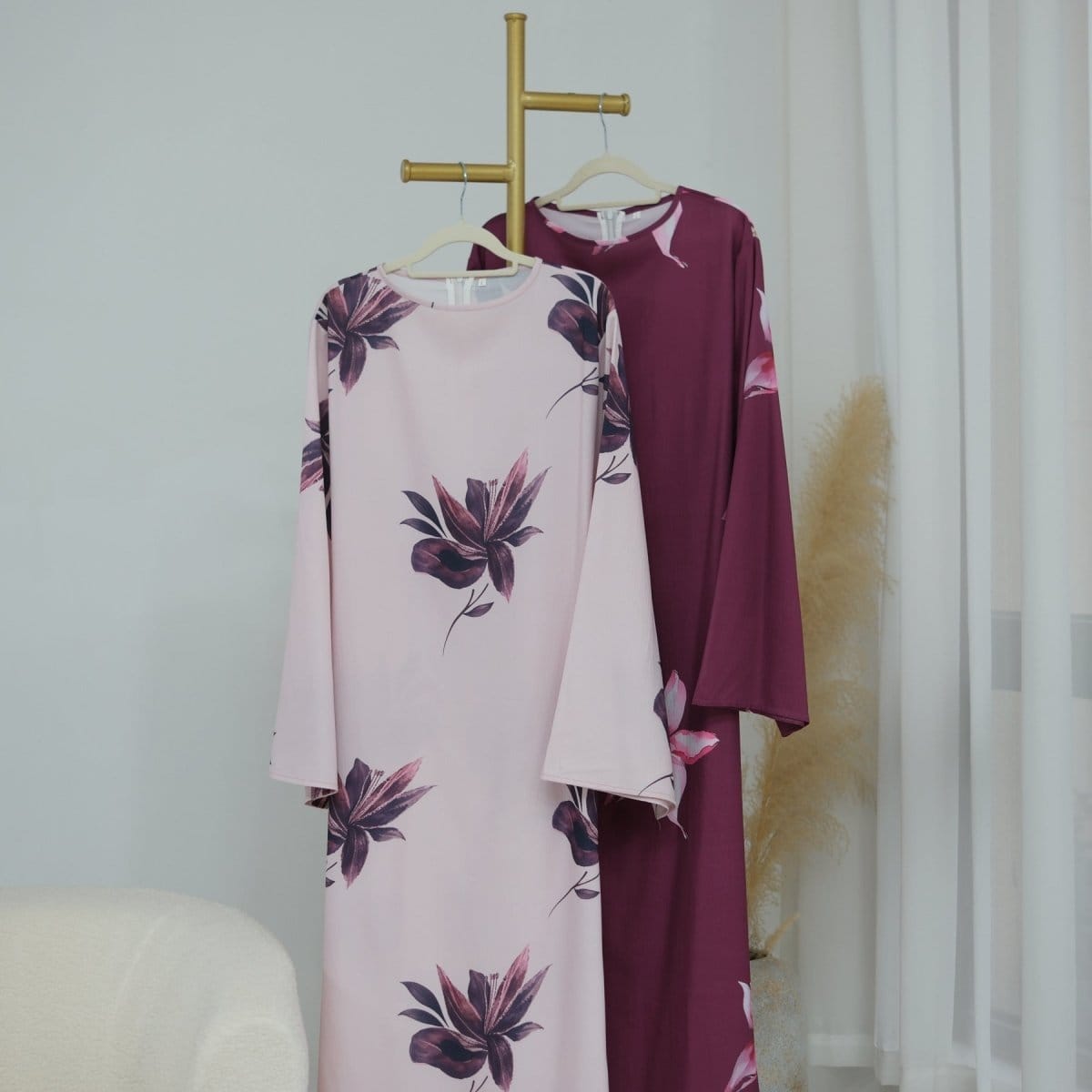 Floral Print Maxi Dress with Cape Sleeves(MS440) - A-1 Thread Vault