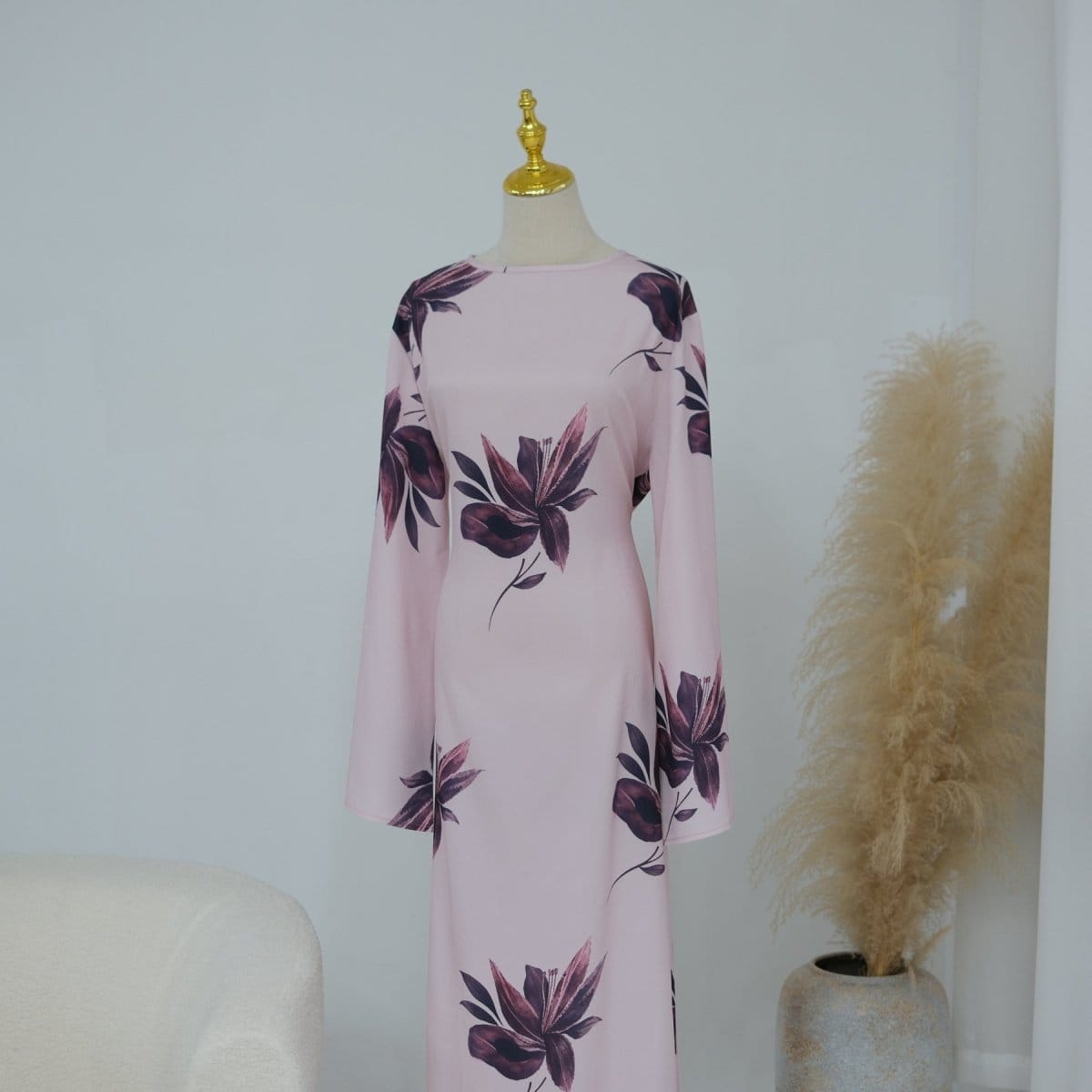 Floral Print Maxi Dress with Cape Sleeves(MS440) - A-1 Thread Vault