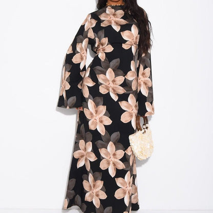 Floral Print Washed Crinkle Maxi Dress(MS437) - A-1 Thread Vault