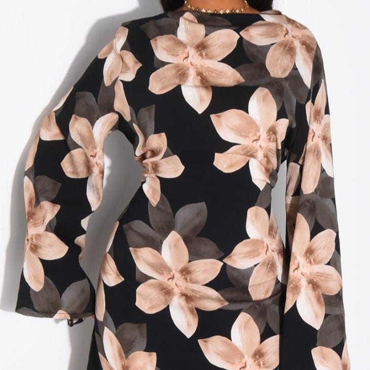 Floral Print Washed Crinkle Maxi Dress(MS437) - A-1 Thread Vault