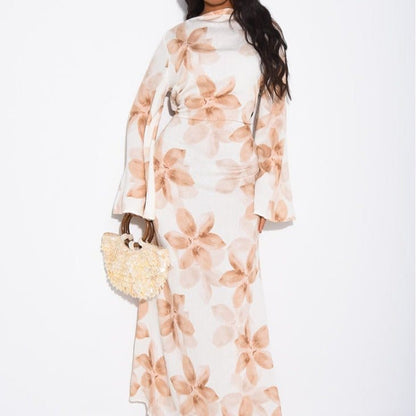 Floral Print Washed Crinkle Maxi Dress(MS437) - A-1 Thread Vault