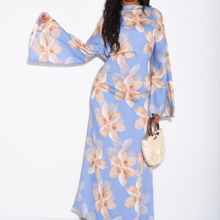 Floral Print Washed Crinkle Maxi Dress(MS437) - A-1 Thread Vault