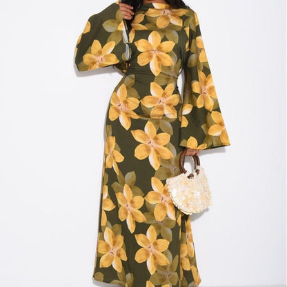 Floral Print Washed Crinkle Maxi Dress(MS437) - A-1 Thread Vault