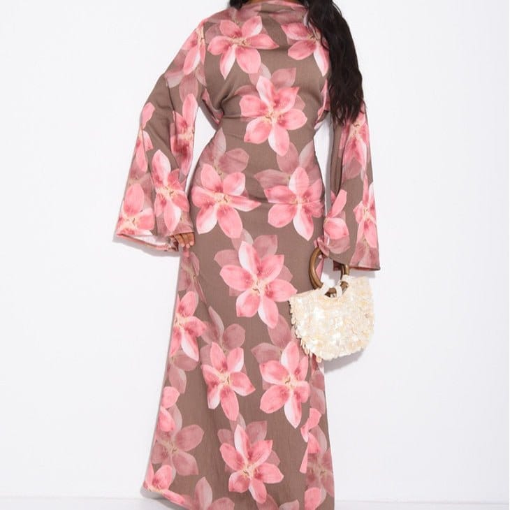 Floral Print Washed Crinkle Maxi Dress(MS437) - A-1 Thread Vault