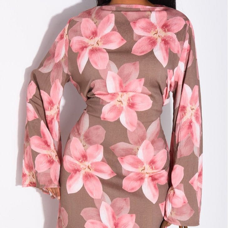 Floral Print Washed Crinkle Maxi Dress(MS437) - A-1 Thread Vault