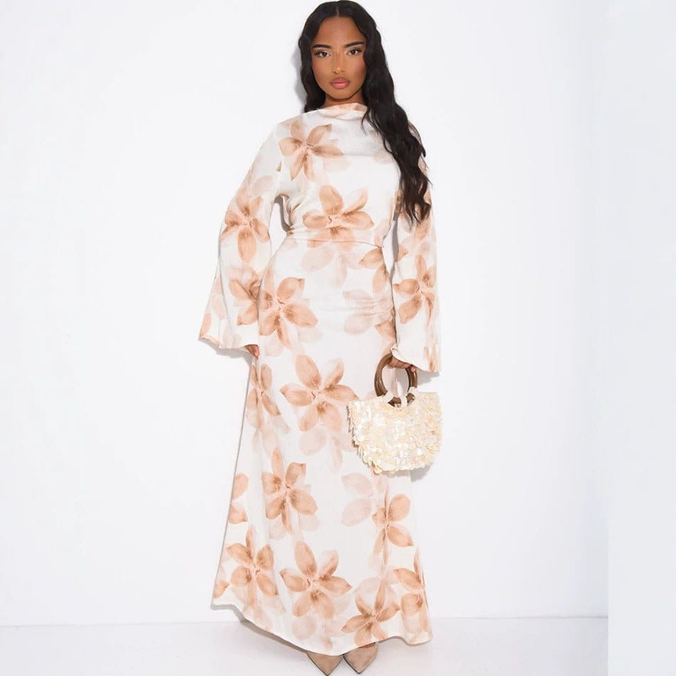 Floral Print Washed Crinkle Maxi Dress(MS437) - A-1 Thread Vault