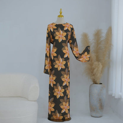 Floral Print Washed Crinkle Maxi Dress(MS437) - A-1 Thread Vault