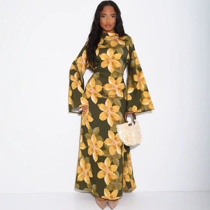 Floral Print Washed Crinkle Maxi Dress(MS437) - A-1 Thread Vault