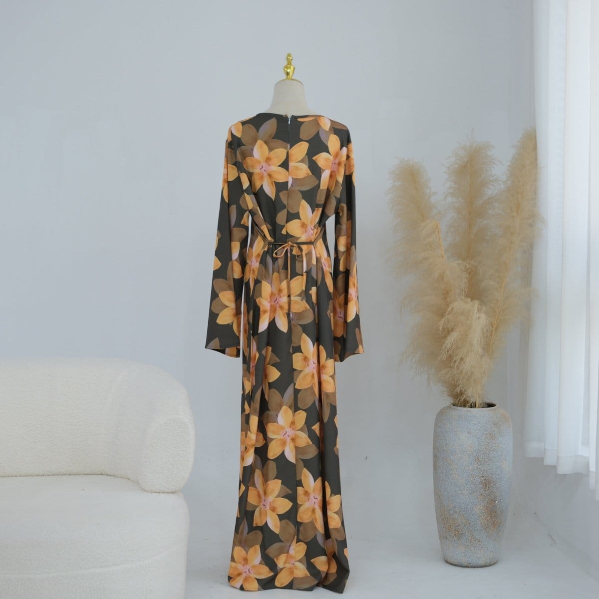 Floral Print Washed Crinkle Maxi Dress(MS437) - A-1 Thread Vault