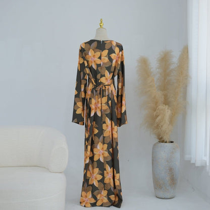 Floral Print Washed Crinkle Maxi Dress(MS437) - A-1 Thread Vault