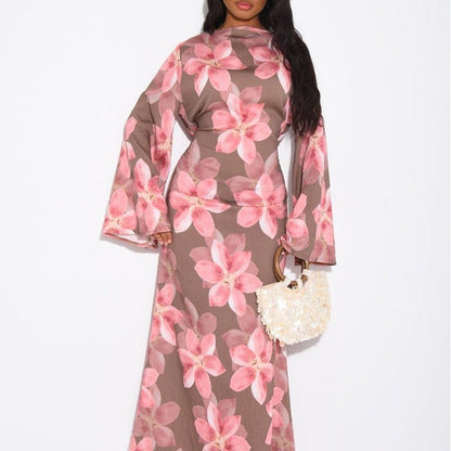 Floral Print Washed Crinkle Maxi Dress(MS437) - A-1 Thread Vault