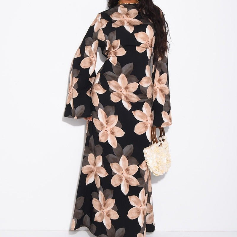 Floral Print Washed Crinkle Maxi Dress(MS437) - A-1 Thread Vault