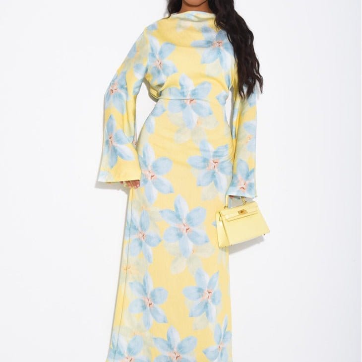 Floral Print Washed Crinkle Maxi Dress(MS437) - A-1 Thread Vault