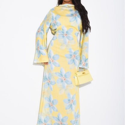 Floral Print Washed Crinkle Maxi Dress(MS437) - A-1 Thread Vault