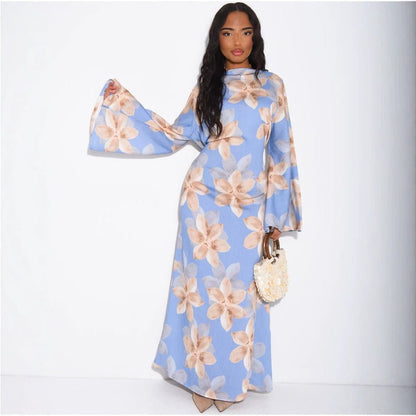 Floral Print Washed Crinkle Maxi Dress(MS437) - A-1 Thread Vault
