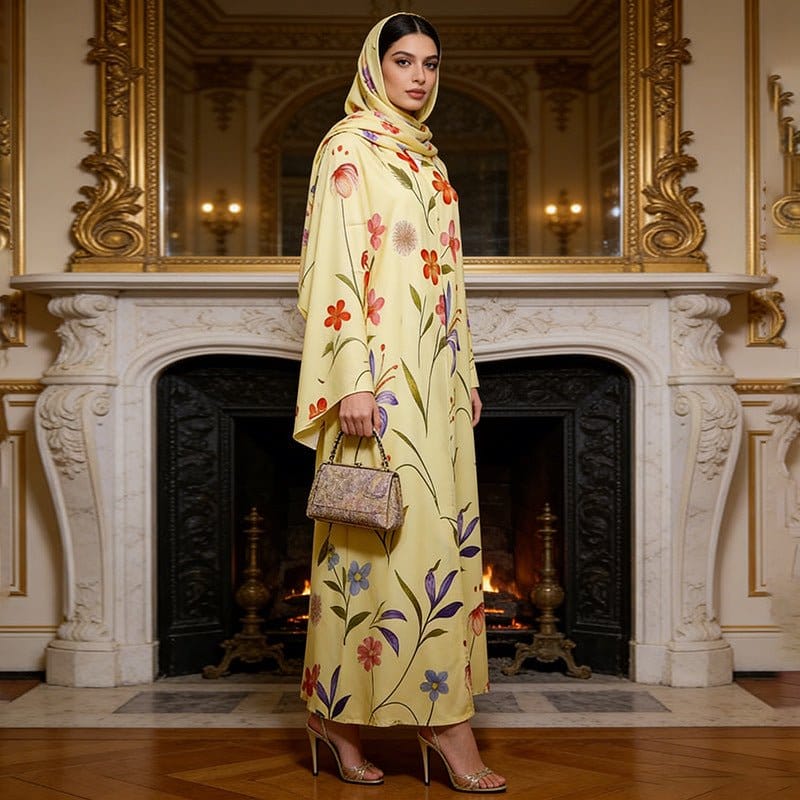 Floral Printed Oversized Abaya with Hijab (MOA297) - A-1 Thread Vault