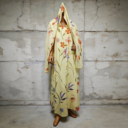 Floral Printed Oversized Abaya with Hijab (MOA297) - A-1 Thread Vault