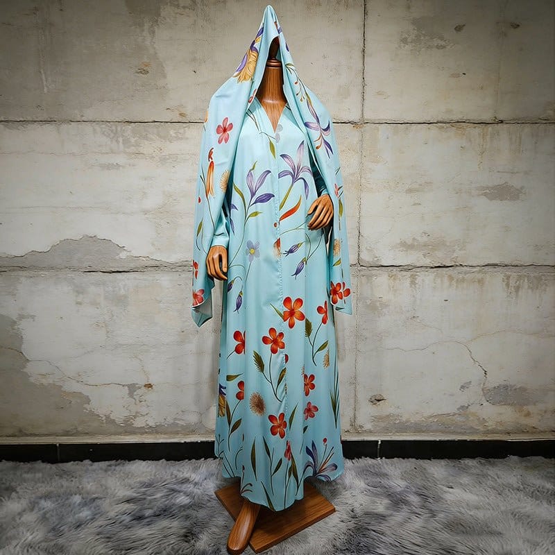 Floral Printed Oversized Abaya with Hijab (MOA297) - A-1 Thread Vault