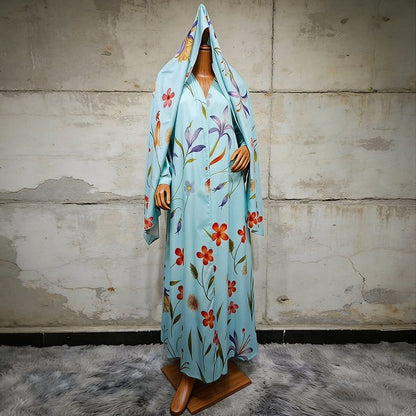 Floral Printed Oversized Abaya with Hijab (MOA297) - A-1 Thread Vault