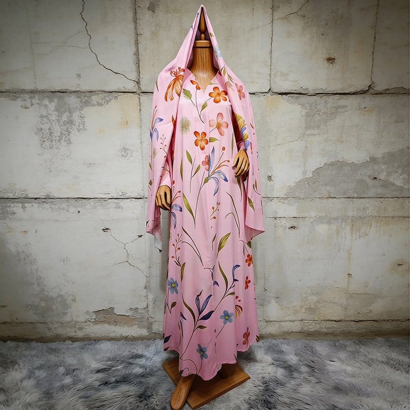 Floral Printed Oversized Abaya with Hijab (MOA297) - A-1 Thread Vault
