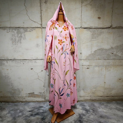 Floral Printed Oversized Abaya with Hijab (MOA297) - A-1 Thread Vault