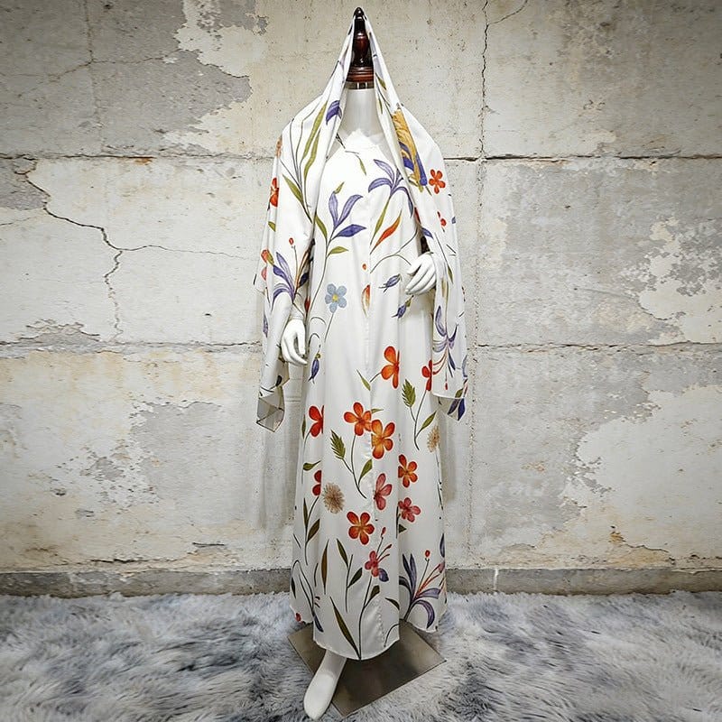 Floral Printed Oversized Abaya with Hijab (MOA297) - A-1 Thread Vault