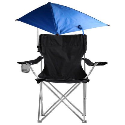 Foldable Beach Chair with Detachable Armrest Adjustable Canopy Stool with Cup Holder - A-1 Thread Vault