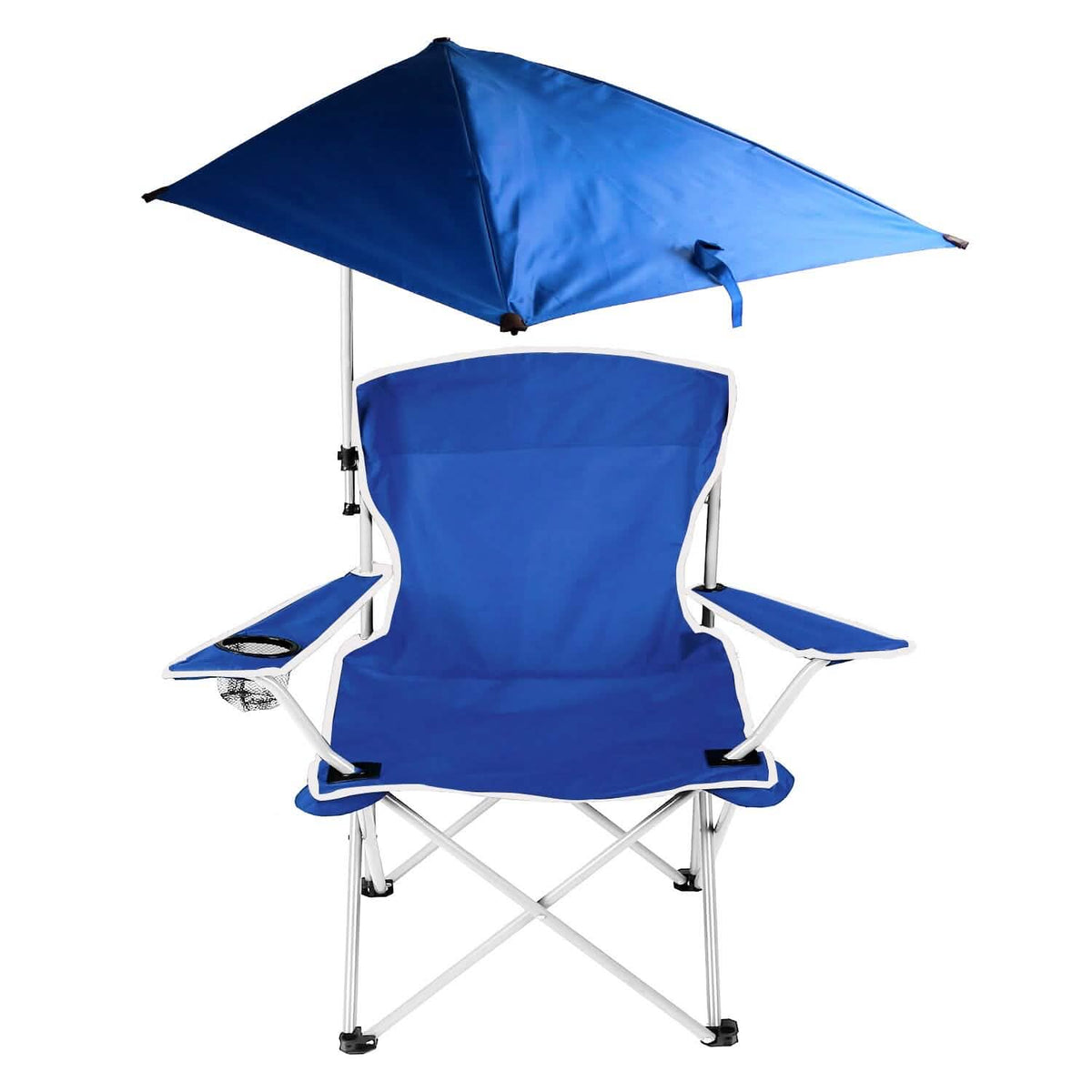 Foldable Beach Chair with Detachable Armrest Adjustable Canopy Stool with Cup Holder - A-1 Thread Vault